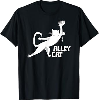 Cute Alley Cat Bowling Design for Cat Pun Loving Bowlers T-Shirt for Men Women Kids