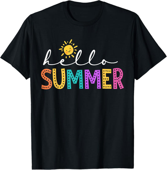 Colorful Hello Summer Cute Sunshine Graphic Enjoy Vacation T-Shirt