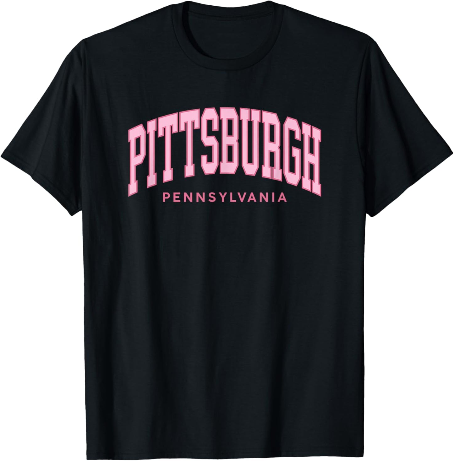 Pittsburgh Pink Text Retro Preppy Throwback Girls Womens T-Shirt