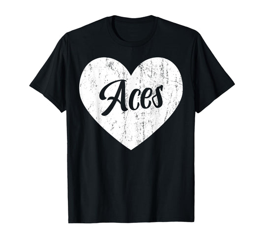 Aces School Sports Fan Team Spirit Mascot Heart Gift T-Shirt