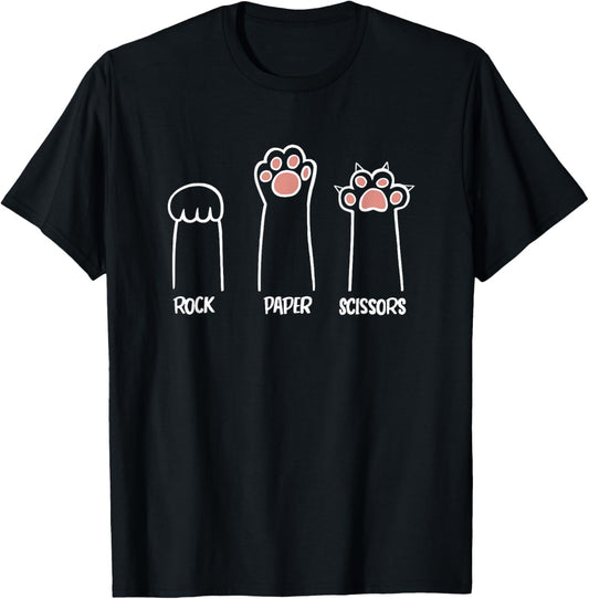 Rock Paper Scissors Game Cute Cat Kitty Paws T-Shirt