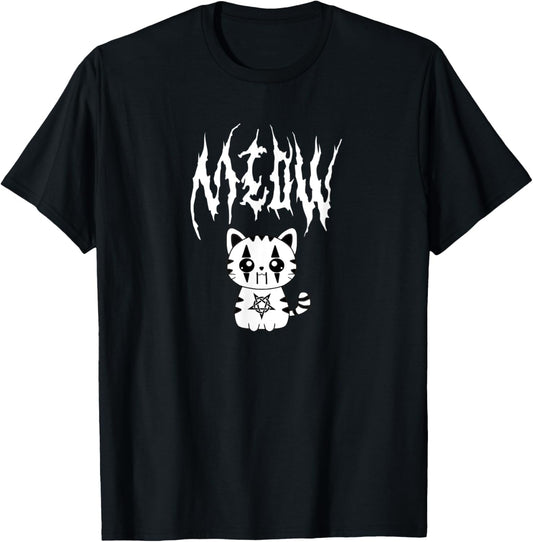 Kawaii Death Metal Meow Cute Anime Black Metal Cat Joke T-Shirt