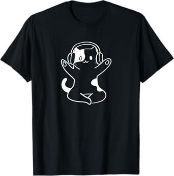 Cat Listening Music Notes Musician Clef T-Shirt