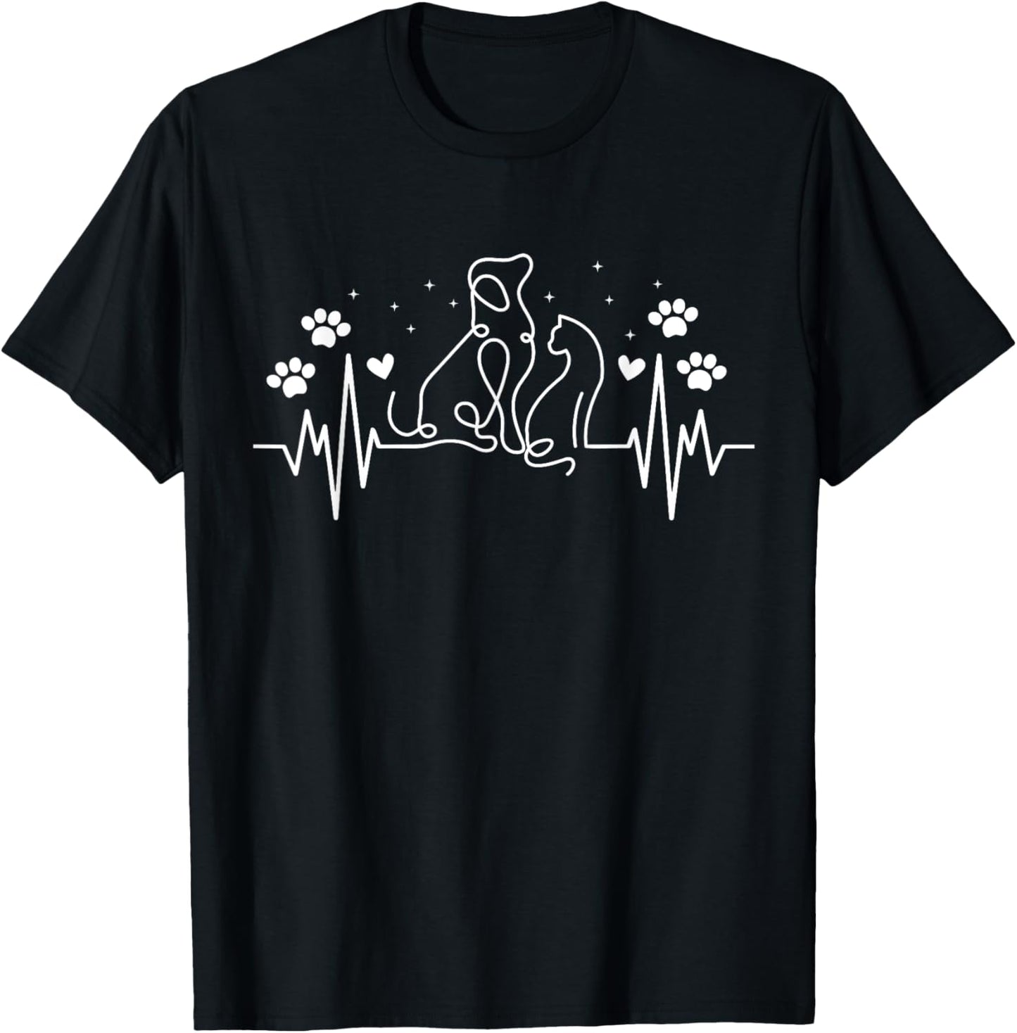 Line Art Veterinary Heartbeat Dog And Cat Lovers Vet Tech T-Shirt