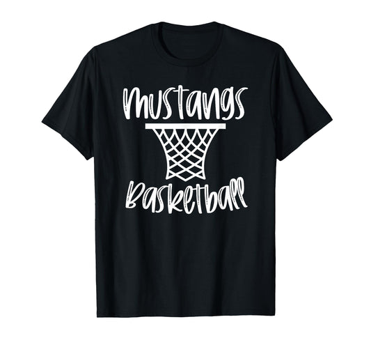 Mustangs Basketball Team Mascot School Spirit Game Night T-Shirt