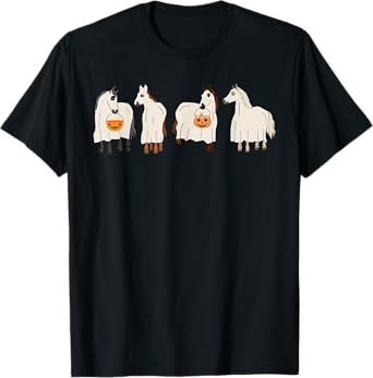 Halloween Ghost Horses Spooky Season Funny Horse T-Shirt