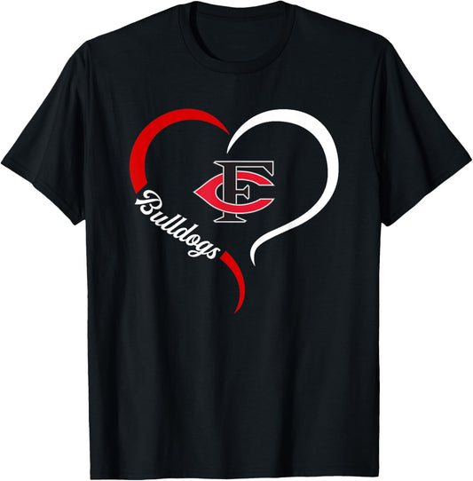 Forsyth Central Bulldogs Logo Half Heart Slogan HS T-Shirt