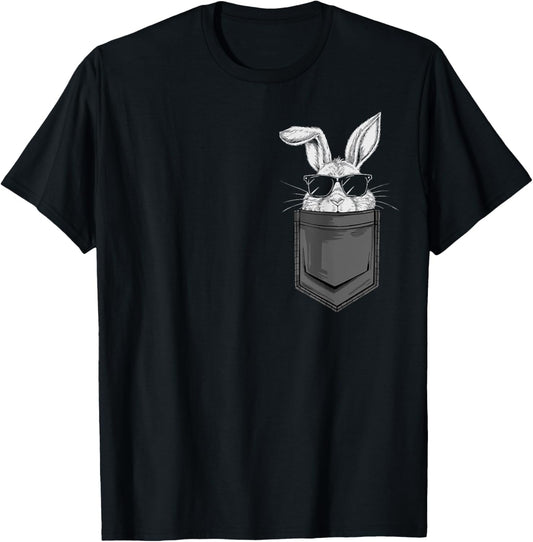 Cool easter bunny rabbit with sunglasses in pocket T-Shirt