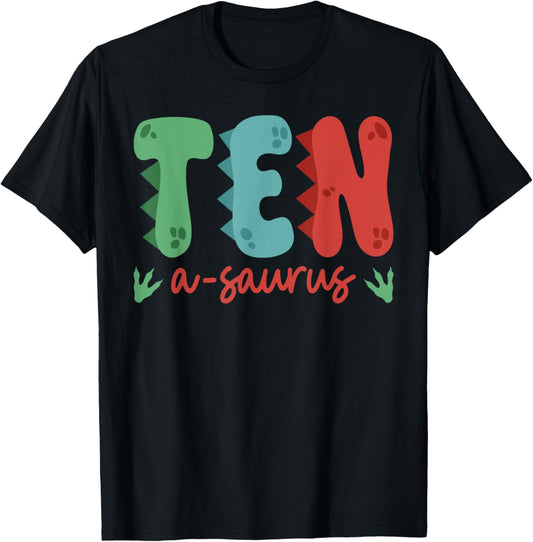 Ten Years Old Kid 10 A Saurus Rex Dinosaur 10th Birthday Boy T-Shirt