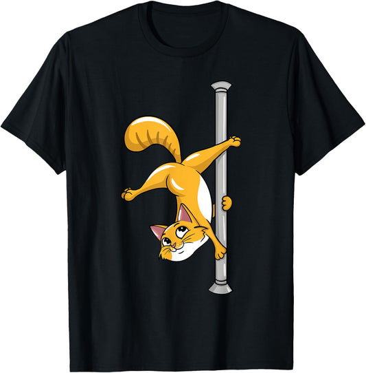 Funny Pole Dancing Cat Lover Gift Pole Dancer Fitness Gifts T-Shirt