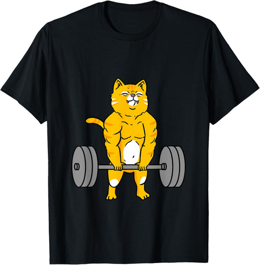 Cat Deadlift Weightlifting Cat T-Shirt