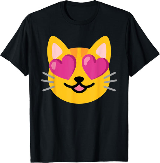 Cat Heart Eyes Emoticon T-Shirt