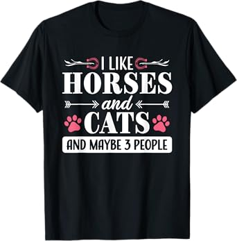 Horse and Cat Lover Rider Equestrian Introvert Cat Mom T-Shirt for Men Women