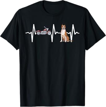 Motorcycle American Staffordshire Terrier Heartbeat Dog Men Women Kids T-Shirt