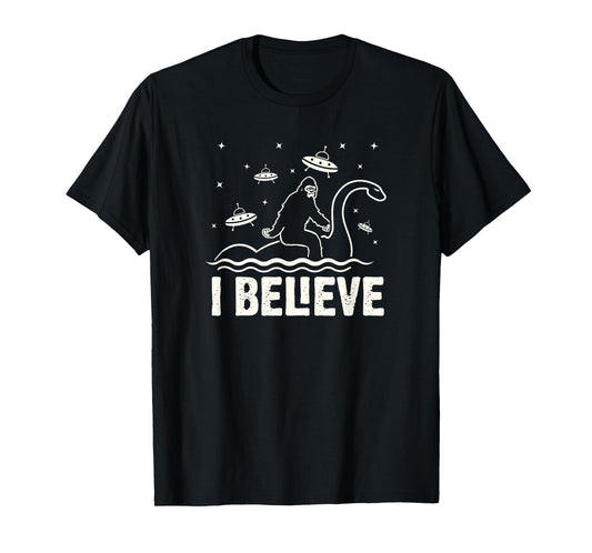 Funny Bigfoot riding Nessie I believe T-Shirt