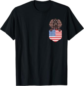 America Flag Boykin Spaniel Dog In Pocket T-Shirt