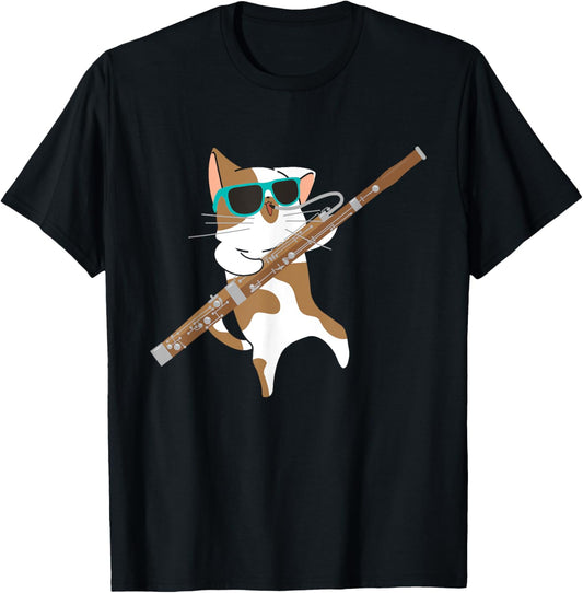 Cat Playing Bassoon Player Bassoonist Musician T-Shirt