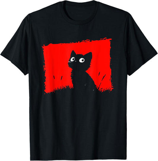 black cat minimalist cats lover mom dad funny T-Shirt