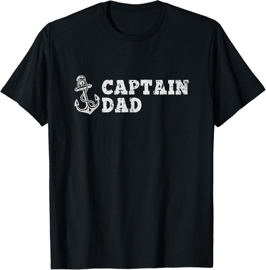 Captain Dad Sailing Boating Vintage Boat Anchor Funny T-Shirt