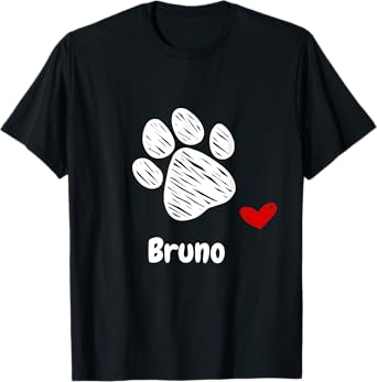 Bruno Dog Paw Best Puppy Dog Named Bruno Dog Lover Men Women Girls Kids T-Shirt