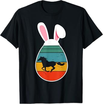 Vintage Retro Horse In Easter Egg Bunny Horse Lover T-Shirt