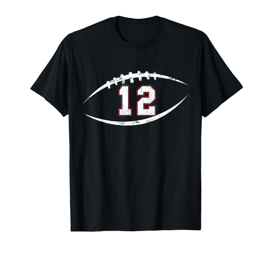 12 Number Vintage Football Player 12 Lucky Number Birthday T-Shirt