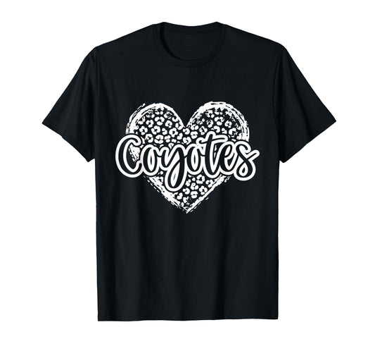 Leopard Cheetah Heart COYOTES School Spirit Top T-Shirt