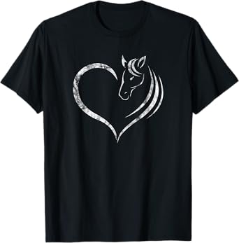 Cute Horse Lover Outfit Gift for Girls Women Horse and Heart T-Shirt