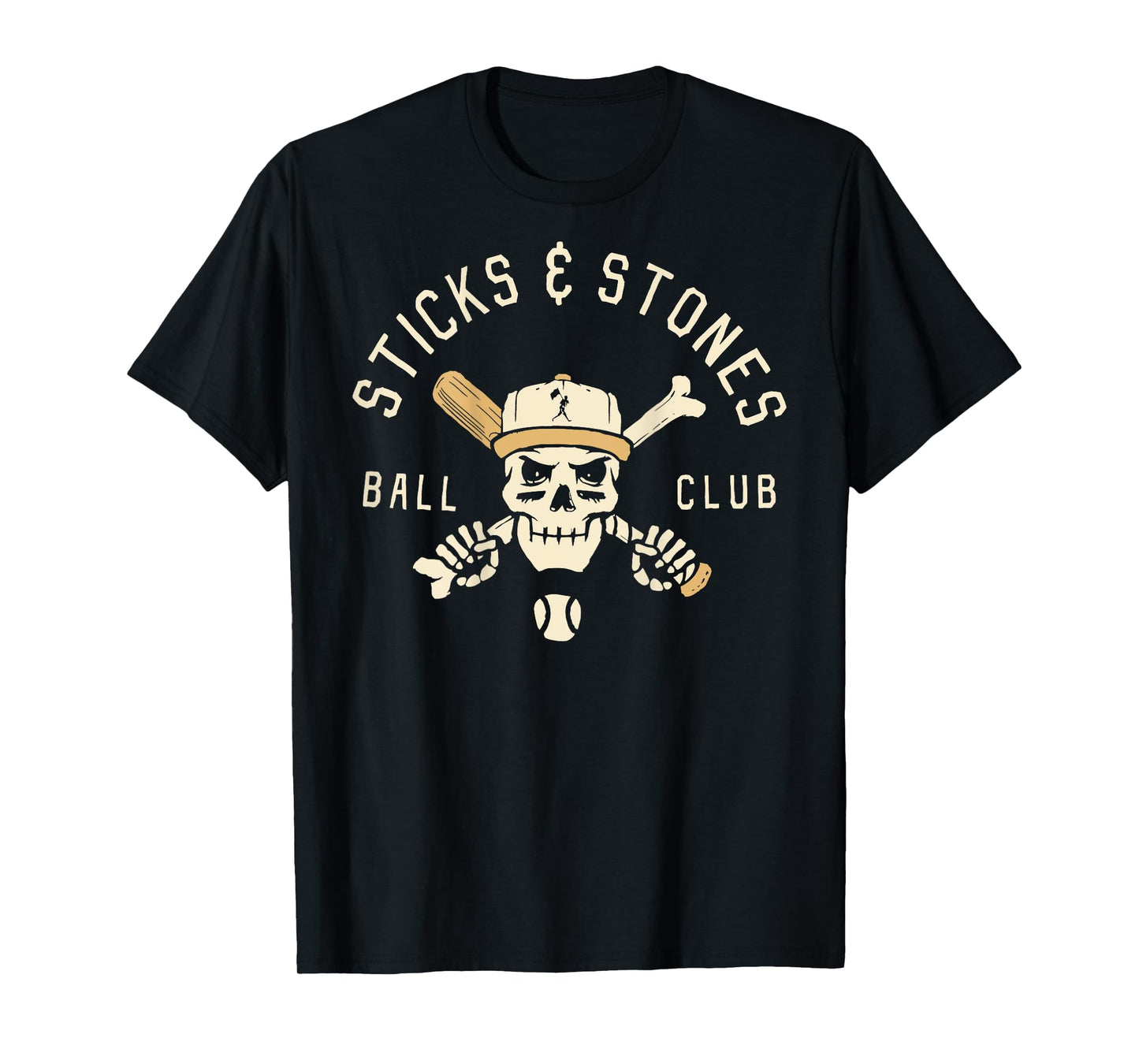 Sticks And Stones Ball Club Skull Baseball Player Baseball T-Shirt