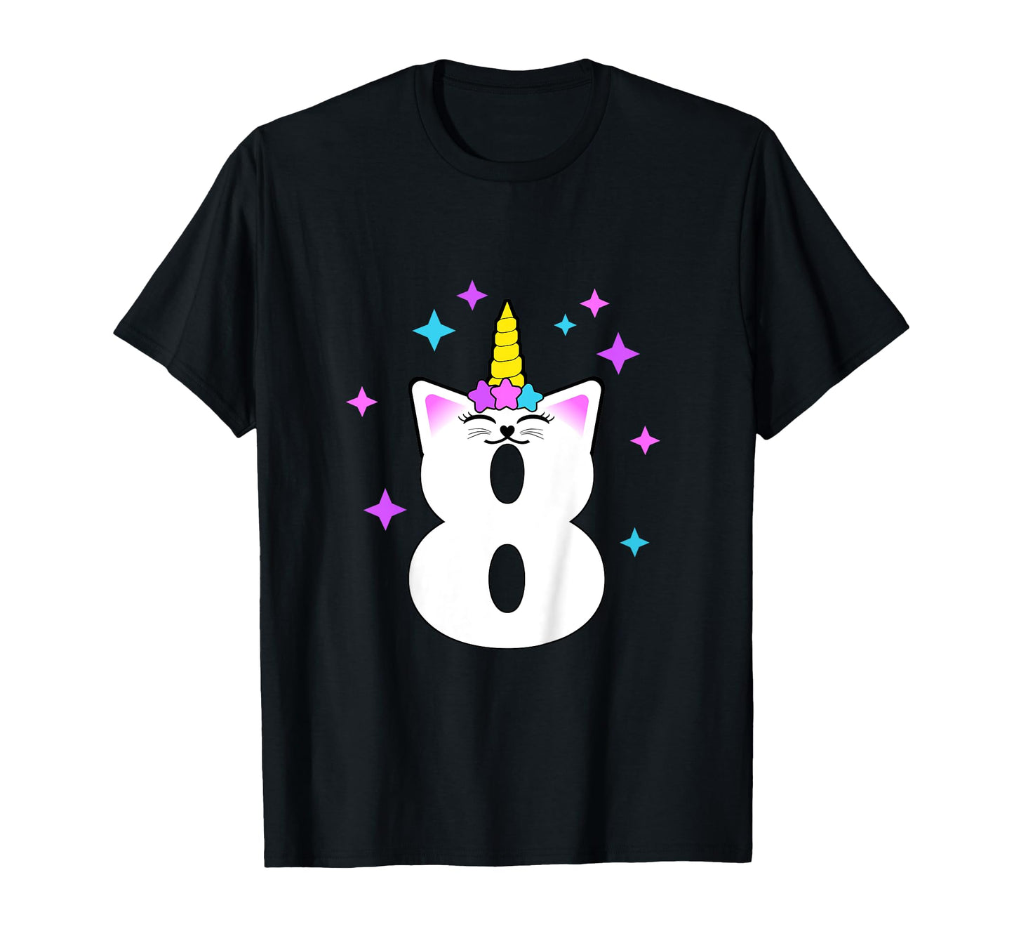 8 Year Old Cat Unicorn Caticorn 8th Birthday Party Girls T-Shirt