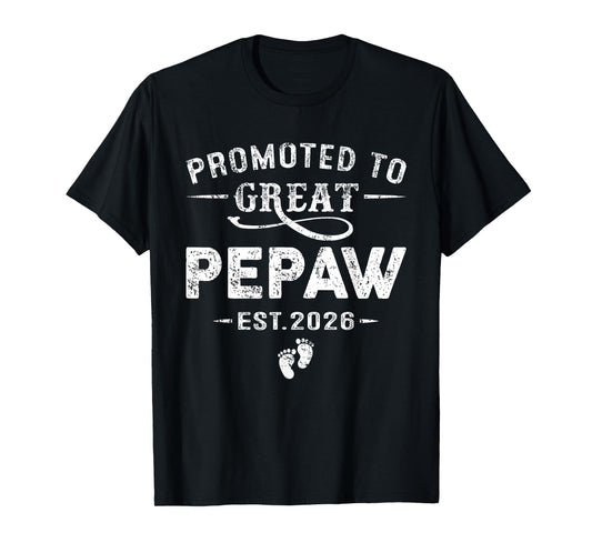 Promoted to Great Pepaw Est 2026 Pregnancy Announcement T-Shirt