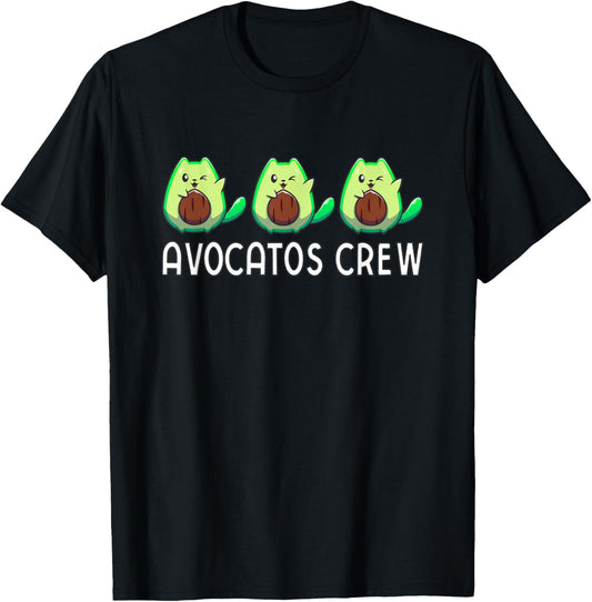 Avocado Cat Avocato Crew Avogato Cat Vegan T-Shirt