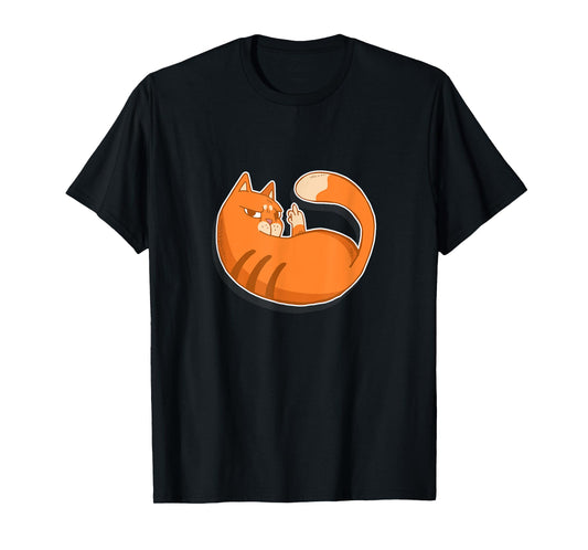 Cute Tabby Cat - Flipping Bird- T-Shirt for Men Women