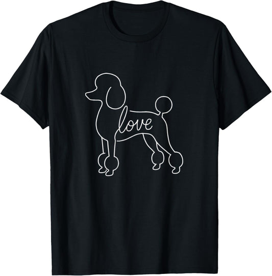 Poodle Love Line Art Minimalist Elegant Dog Design Toy Dog T-Shirt