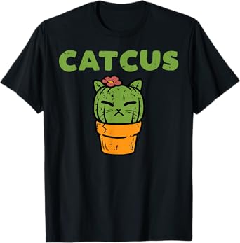 Cat Cactus Cute Succulent Plant Kitten Women Girls Kids T-Shirt