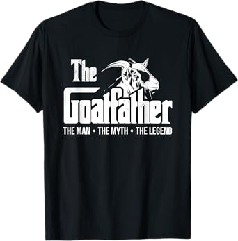 Mens The Goatfather Funny Goat Dad Farm Animal Lover Farmer T-Shirt, Black, Small