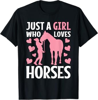 Just A Girl Who Loves Horses Horseback Riding Women Girls T-Shirt