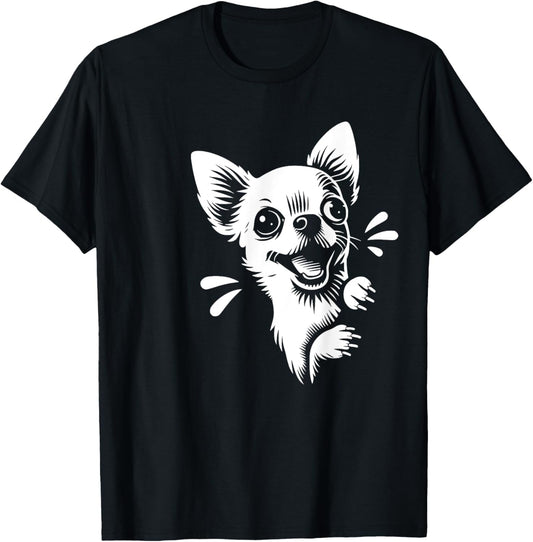 Funny Chihuahua Peeking Dog Graphic Design T-Shirt