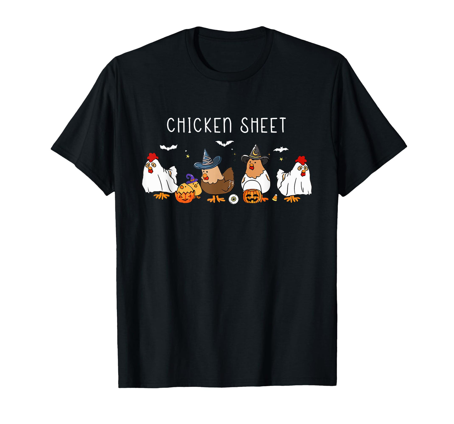 Funny Chickens Boo Ghost Farm Animal Halloween Chicken Sheet T-Shirt