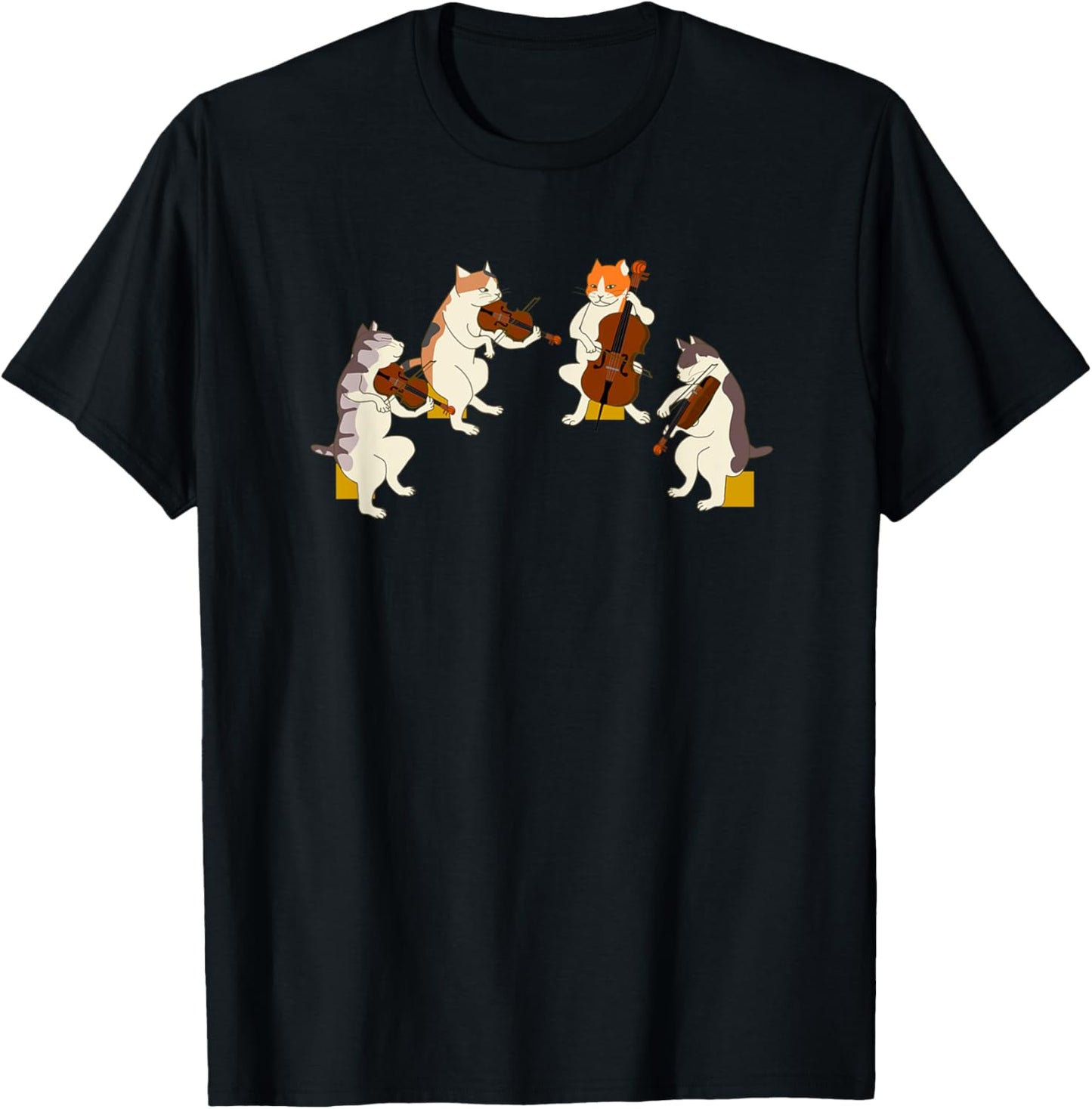 Playing Cats String Quartet Funny Musician Orchestra Fun T-Shirt