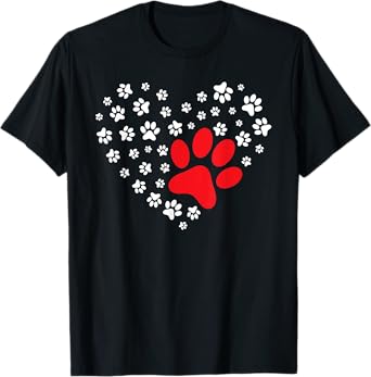 Dog Paw Heart - Dog Lover Puppy Owner T-Shirt