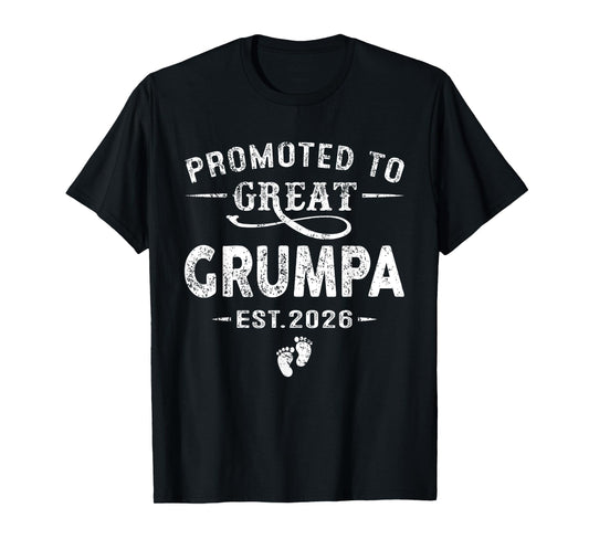 Promoted to Great Grumpa Est 2026 Pregnancy Announcement T-Shirt