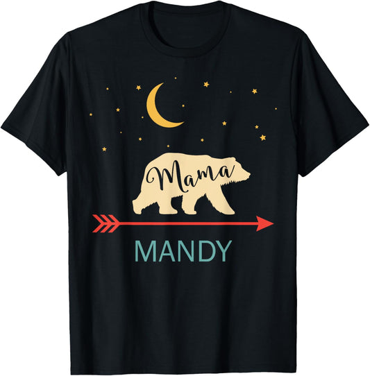 Mandy Name Gift Personalized Retro Mama Bear T-Shirt
