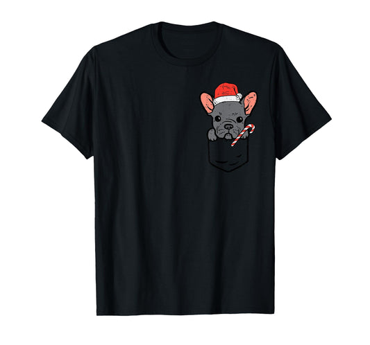 Pocket French Bulldog Santa Dog Christmas Xmas Men Women T-Shirt