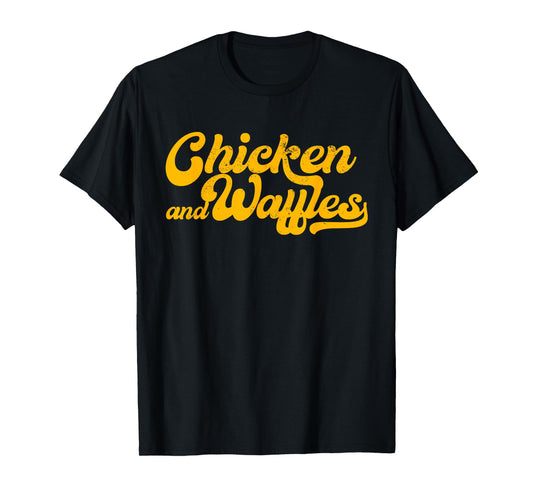 Chicken & Waffles, Funny Retro Baseball Style Foodie T-Shirt