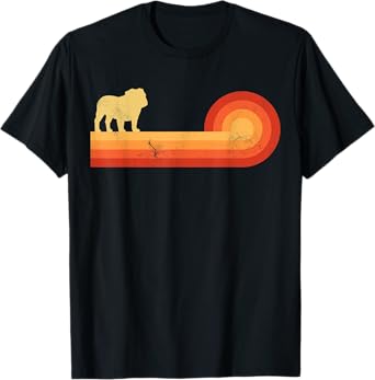 English Bulldog Retro Vintage 60s 70s Sunset Dog Lovers Men T-Shirt