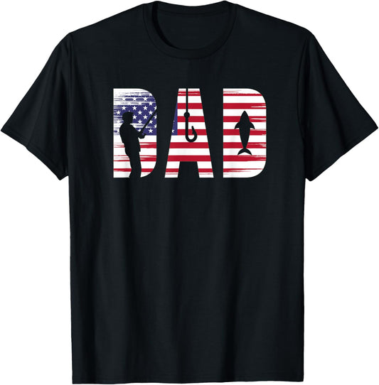 All American Flag Fishing Dad Gift Patriot T-shirt