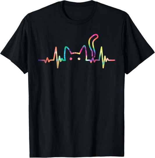 Heartbeat Cat Lover Animal Silhouette Cute Cat T-Shirt