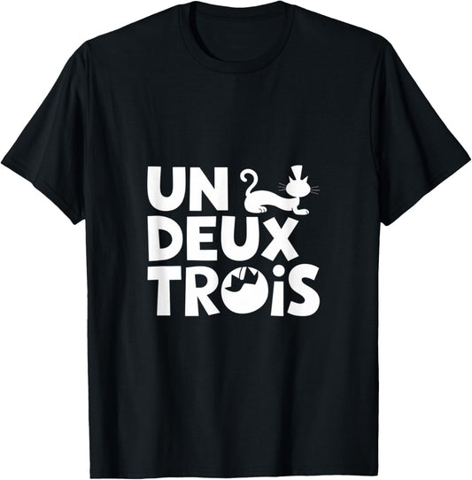 Un Deux Trois Cat Shirt Funny French Teacher design T-Shirt