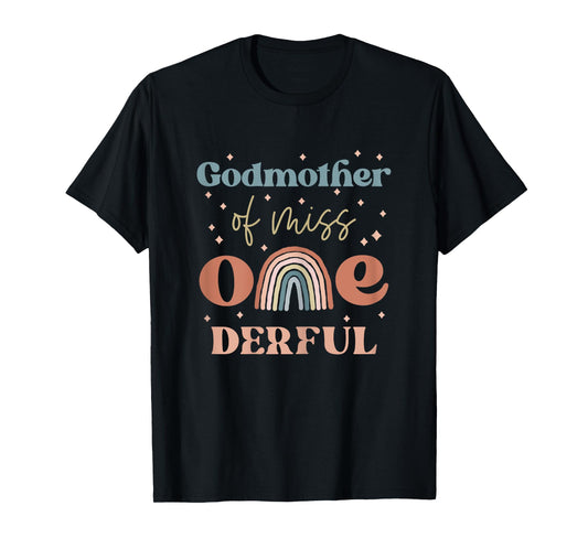 Godmother of Miss Onederful Boho Rainbow First Birthday T-Shirt